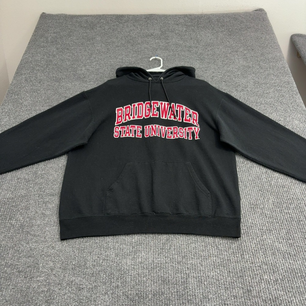 Bridgewater State University Champion Hoodie Men L Black Fleece Pullover College